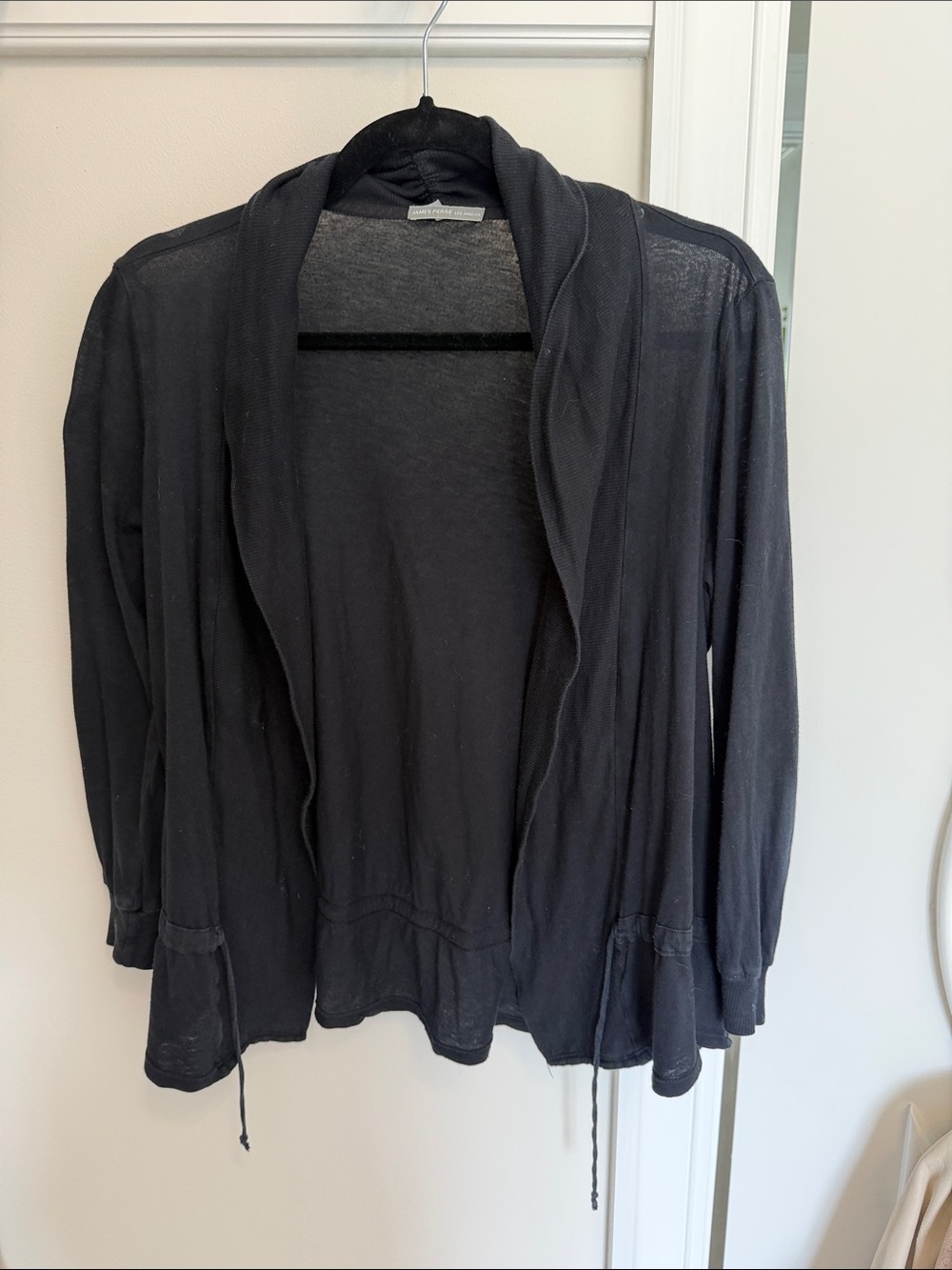 James Perse Black Open-Front Cardigan